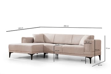 Naoko Sovesofa med divan - Lysebrun - Møbler - Sofaer - Sovesofaer - Hjørnesovesofa