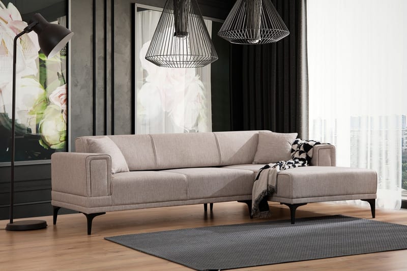 Naoko Sovesofa med divan - Lysebrun - Møbler - Sofaer - Sovesofaer - Hjørnesovesofa