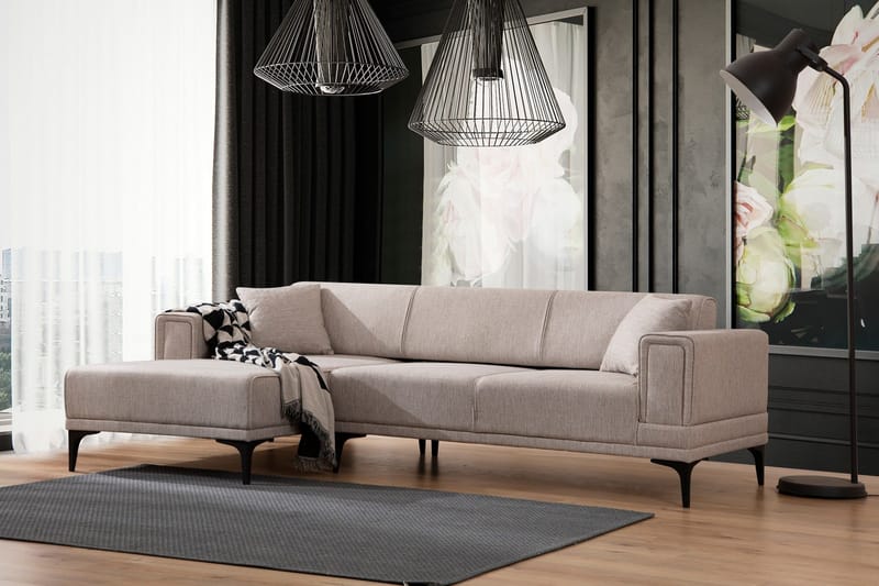 Naoko Sovesofa med divan - Lysebrun - Møbler - Sofaer - Sovesofaer - Hjørnesovesofa