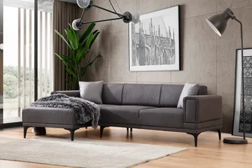 Naoko Sovesofa med divan - Mørkegrå - Møbler - Sofaer - Sovesofaer - Hjørnesovesofa
