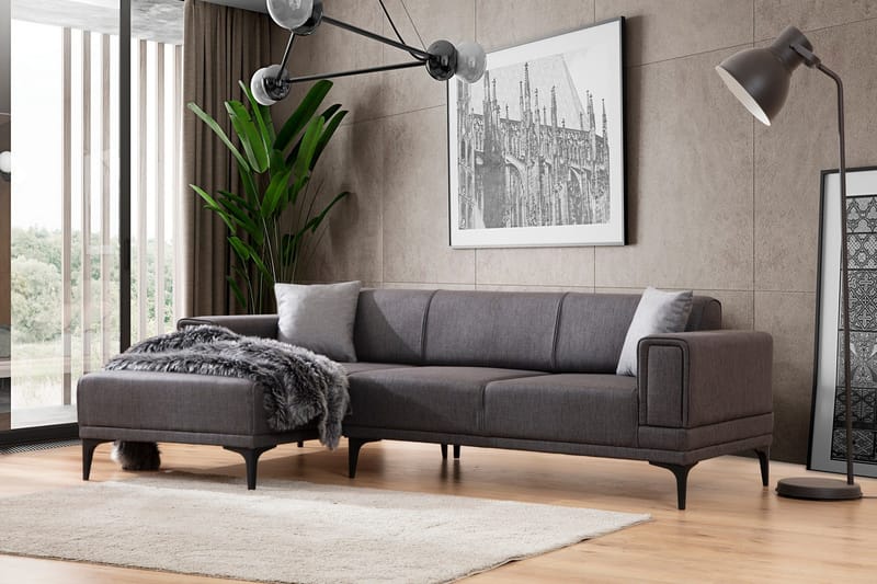 Naoko Sovesofa med divan - Mørkegrå - Møbler - Sofaer - Sovesofaer - Hjørnesovesofa