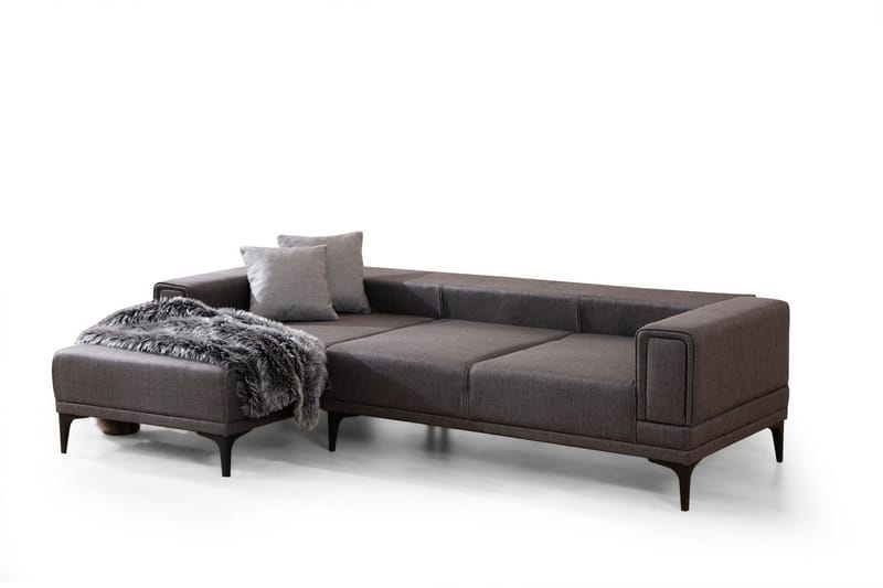 Naoko Sovesofa med divan - Mørkegrå - Møbler - Sofaer - Sovesofaer - Hjørnesovesofa