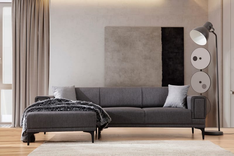 Naoko Sovesofa med divan - Mørkegrå - Møbler - Sofaer - Sovesofaer - Hjørnesovesofa
