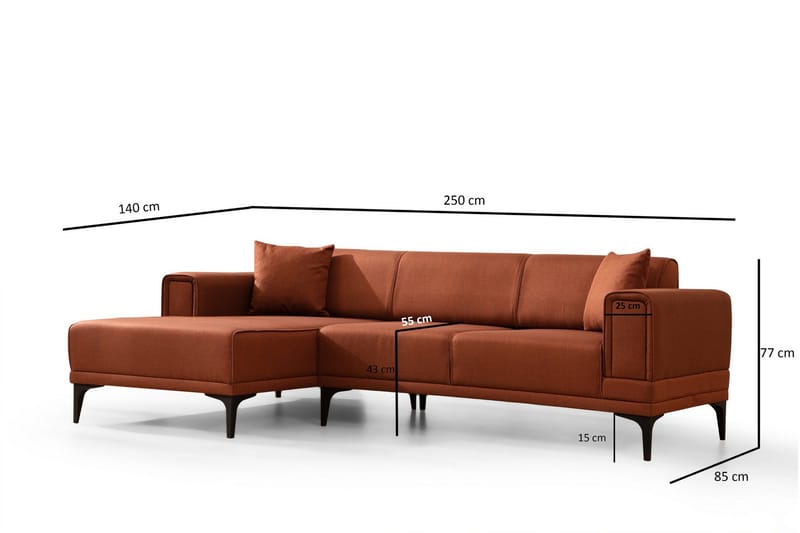 Naoko Sovesofa med divan - Rød - Møbler - Sofaer - Sovesofaer - Hjørnesovesofa