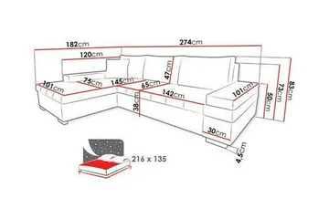 Naoma 3-seters hjørnesovesofa - Møbler - Sofaer - Sovesofaer - Sovesofa divan