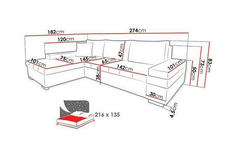 Naoma 3-seters hjørnesovesofa - Møbler - Sofaer - Sovesofaer - Sovesofa divan