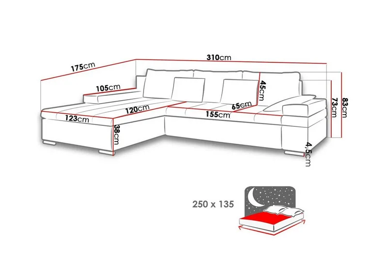 Naoma 3-seters hjørnesovesofa - Møbler - Sofaer - Sovesofaer - Sovesofa divan