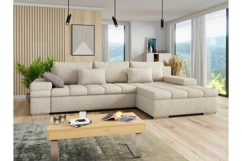 Naoma 3-sits Hörnbäddsoffa Beige - Møbler - Sofaer - Sovesofaer - Sovesofa divan