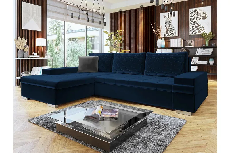 Naoma 3-sits Hörnbäddsoffa Dark blue - Møbler - Sofaer - Sovesofaer - Sovesofa divan
