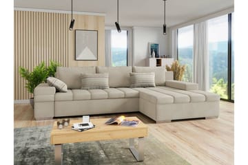 Naoma 3-sits Hörnbäddsoffa NO_BRAND beige - Møbler - Sofaer - Sovesofaer - Langsgående sovesofa