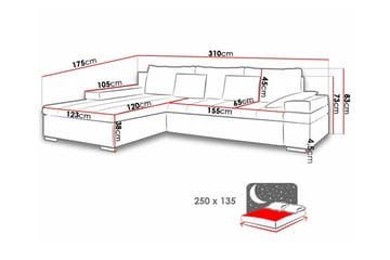 Naoma 3-sits Hörnbäddsoffa NO_BRAND beige - Møbler - Sofaer - Sovesofaer - Langsgående sovesofa