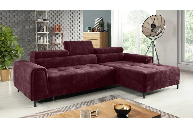 Rathkeale 3-sits Hörnbäddsoffa Dark purple - Møbler - Sofaer - Sovesofaer - Hjørnesovesofa