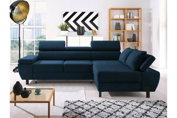 Rathkeale 4-sits Hörnbäddsoffa Dark blue - Møbler - Sofaer - Sovesofaer - Hjørnesovesofa