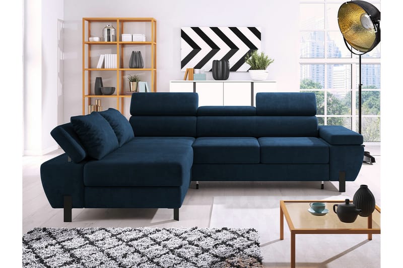 Rathkeale 4-sits Hörnbäddsoffa Dark blue - Møbler - Sofaer - Sovesofaer - Hjørnesovesofa