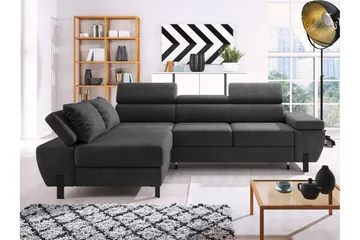 Rathkeale 4-sits Hörnbäddsoffa Dark grey - Møbler - Sofaer - Sovesofaer - Hjørnesovesofa
