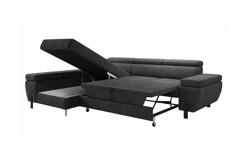 Rathkeale 4-sits Hörnbäddsoffa Dark grey - Møbler - Sofaer - Sovesofaer - Hjørnesovesofa