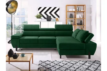 Rathkeale 4-sits Hörnbäddsoffa Green - Møbler - Sofaer - Sovesofaer - Hjørnesovesofa