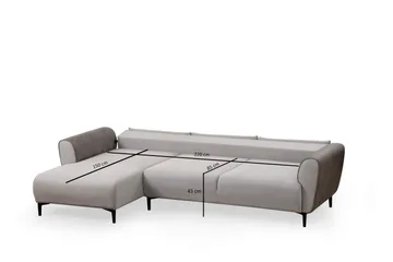 Rebelo 3-seters Venstrevendt L-formet Sovesofa 85x220 cm i Bouclé - Grå - Møbler - Sofaer - Sovesofaer - Sovesofa divan