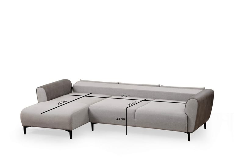 Rebelo 3-seters Venstrevendt L-formet Sovesofa 85x220 cm i Bouclé - Grå - Møbler - Sofaer - Sovesofaer - Sovesofa divan