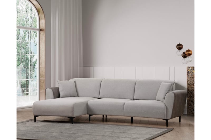 Rebelo 3-seters Venstrevendt L-formet Sovesofa 85x220 cm i Bouclé - Grå - Møbler - Sofaer - Sovesofaer - Sovesofa divan