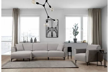 Rebelo 3-seters Venstrevendt L-formet Sovesofa 85x220 cm i Bouclé - Grå - Møbler - Sofaer - Sovesofaer - Sovesofa divan