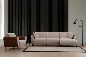 Rebelo Sovesofa med divan - Beige - Møbler - Sofaer - Sovesofaer - Hjørnesovesofa