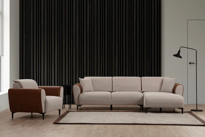 Rebelo Sovesofa med divan - Beige - Møbler - Sofaer - Sovesofaer - Hjørnesovesofa