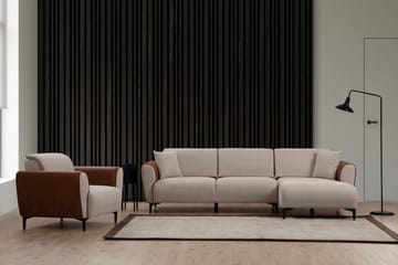 Rebelo Sovesofa med divan - Beige - Møbler - Sofaer - Sovesofaer - Hjørnesovesofa
