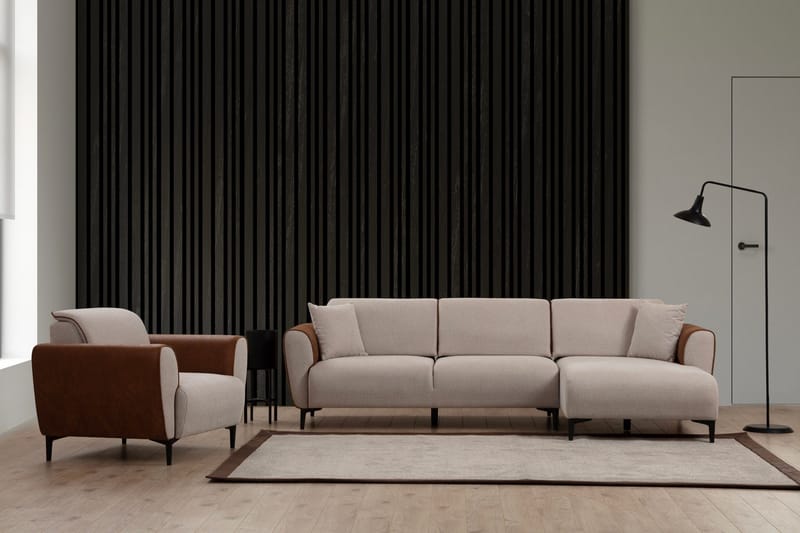 Rebelo Sovesofa med divan - Beige - Møbler - Sofaer - Sovesofaer - Hjørnesovesofa
