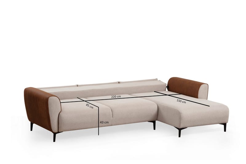 Rebelo Sovesofa med divan - Beige - Møbler - Sofaer - Sovesofaer - Hjørnesovesofa