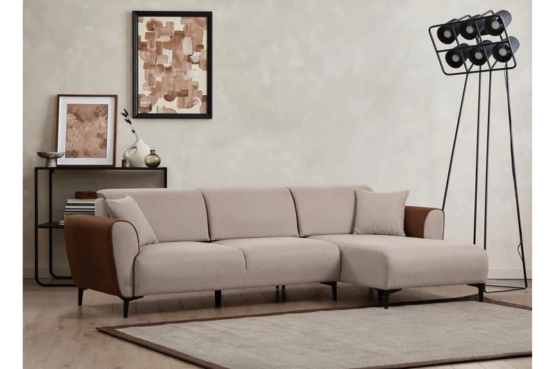 Rebelo Sovesofa med divan - Beige - Møbler - Sofaer - Sovesofaer - Hjørnesovesofa