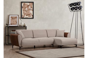 Rebelo Sovesofa med divan - Beige - Møbler - Sofaer - Sovesofaer - Hjørnesovesofa