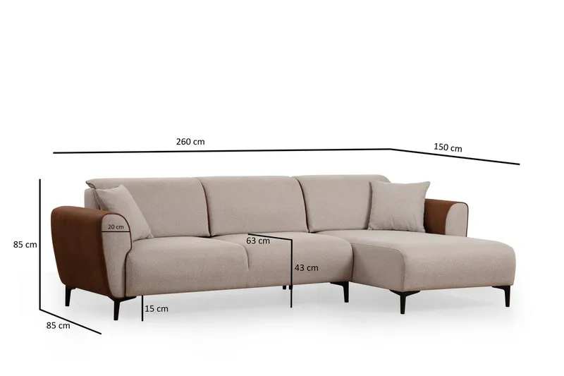 Rebelo Sovesofa med divan - Beige - Møbler - Sofaer - Sovesofaer - Hjørnesovesofa