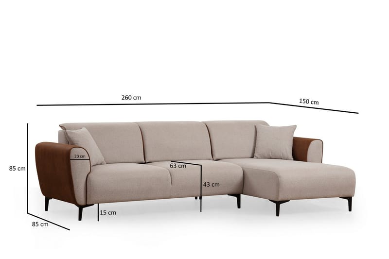 Rebelo Sovesofa med divan - Beige - Møbler - Sofaer - Sovesofaer - Hjørnesovesofa
