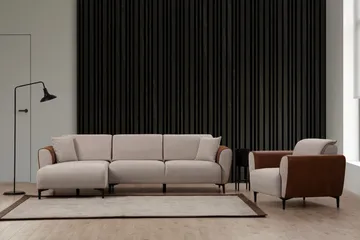 Rebelo Sovesofa med divan - Beige - Møbler - Sofaer - Sovesofaer - Hjørnesovesofa