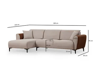 Rebelo Sovesofa med divan - Beige - Møbler - Sofaer - Sovesofaer - Hjørnesovesofa