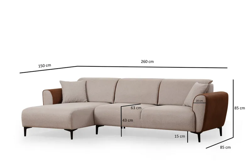 Rebelo Sovesofa med divan - Beige - Møbler - Sofaer - Sovesofaer - Hjørnesovesofa