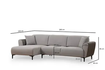 Rebelo Sovesofa med divan - Grå - Møbler - Sofaer - Sovesofaer - Hjørnesovesofa