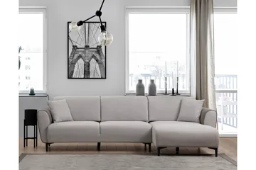 Rebelo Sovesofa med divan - Grå - Møbler - Sofaer - Sovesofaer - Hjørnesovesofa