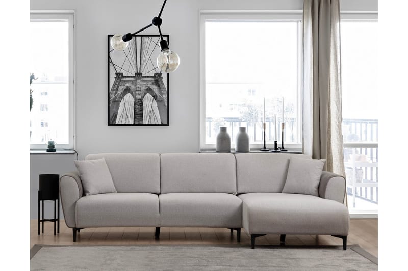 Rebelo Sovesofa med divan - Grå - Møbler - Sofaer - Sovesofaer - Hjørnesovesofa