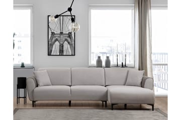 Rebelo Sovesofa med divan - Grå - Møbler - Sofaer - Sovesofaer - Hjørnesovesofa