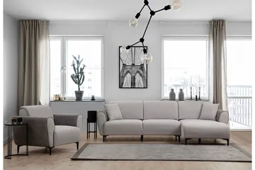 Rebelo Sovesofa med divan - Grå - Møbler - Sofaer - Sovesofaer - Hjørnesovesofa