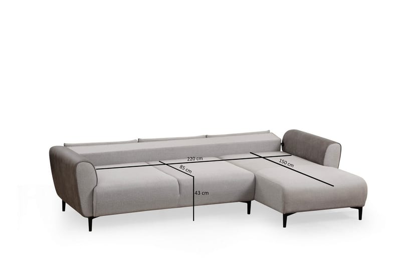 Rebelo Sovesofa med divan - Grå - Møbler - Sofaer - Sovesofaer - Hjørnesovesofa