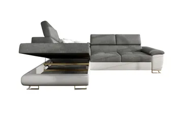 Reginia 3-seter Hjørnesovesofa 125x195 cm med Oppbevaring i Kordfløyel - Lys Beige - Møbler - Sofaer - Sovesofaer - Langsgående sovesofa
