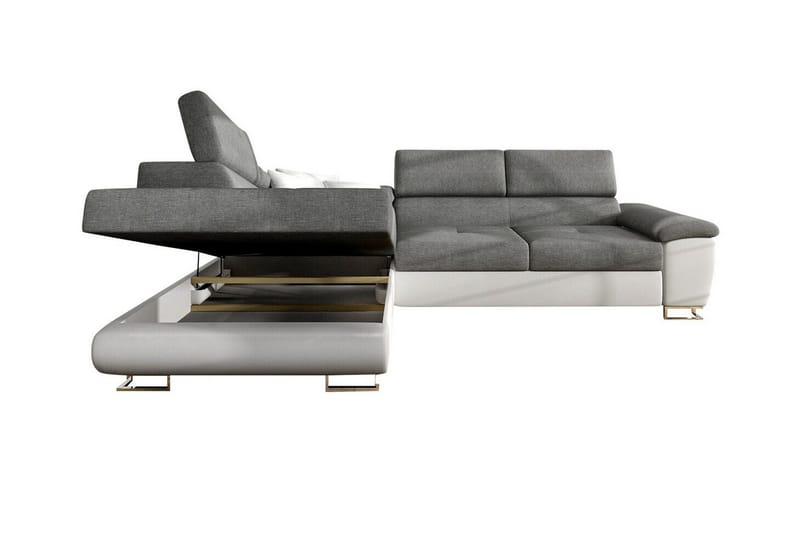 Reginia 3-seter Hjørnesovesofa 125x195 cm med Oppbevaring i Kordfløyel - Lys Beige - Møbler - Sofaer - Sovesofaer - Langsgående sovesofa