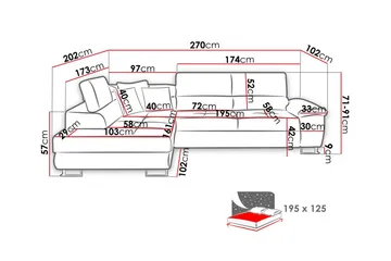 Reginia 3-seters Hjørnesovesofa - Møbler - Sofaer - Sovesofaer - Hjørnesovesofa