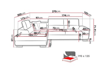 Reginia 3-seters Hjørnesovesofa - Møbler - Sofaer - Sovesofaer - Hjørnesovesofa