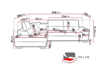 Reginia 3-seters Hjørnesovesofa - Møbler - Sofaer - Sovesofaer - Hjørnesovesofa