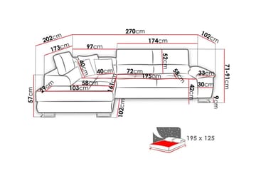 Reginia 3-seters Hjørnesovesofa - Møbler - Sofaer - Sovesofaer - Hjørnesovesofa