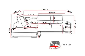 Reginia 3-seters Hjørnesovesofa - Møbler - Sofaer - Sovesofaer - Hjørnesovesofa